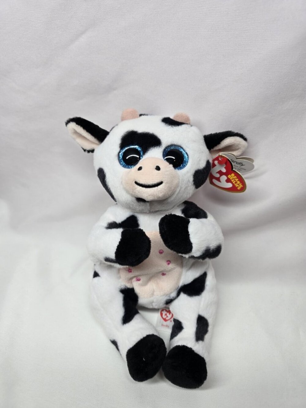 Ty Beanie Baby Bellies - HERDLY the Black & White Cow (6 Inch) Plush Toy